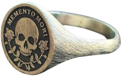 Memento Mori 925 Sterling Silber | Versilberter Siegelring | Runde Siegelringe 15x15mm | US-Bandgröße 5-12.5 Avelaibal | WDRG_0738