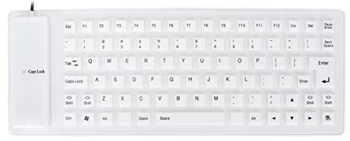 Tastiera in Silicone Morbido, Tastiera Arrotolata Morbida Comodo Colori Diversi Pulsante Smorzatore Design Completamente Sigillato per PC -Notebook (WHITE)
