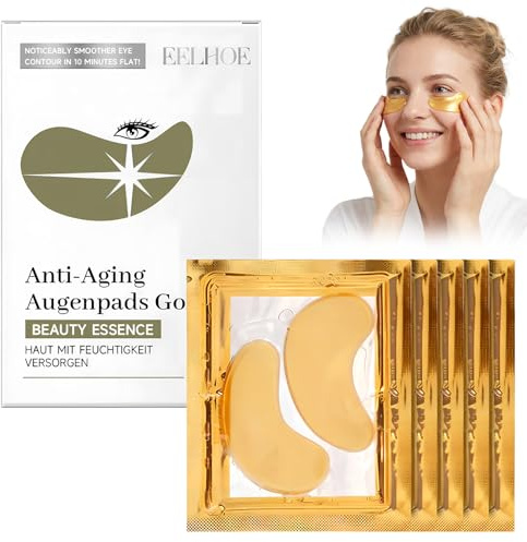 Patch Occhi per Oro 24k, Golden Eye Mask con Glicerina e Acido Ialuronico, Patch Contorno Occhi, Maschera Contorno, Anti-Rughe e Anti-Occhiaie, Rimuovi Borse e Puffiness