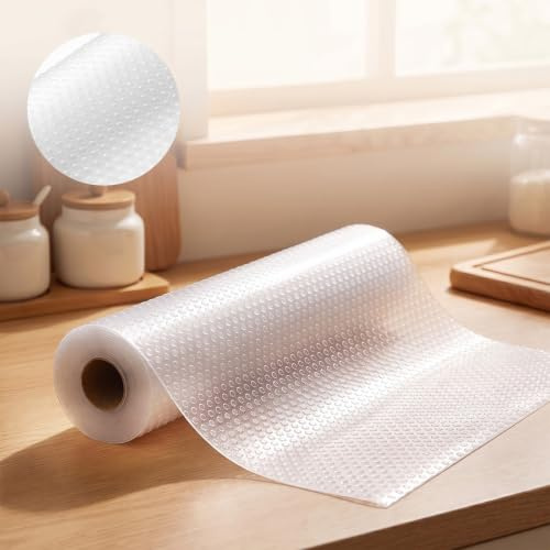 Rudfovn Kitchen Drawer Liners, Washable Non Slip Oil Proof Shelf Liner for Fridge Wardrobe Cupboards Home Office (30×600cm)