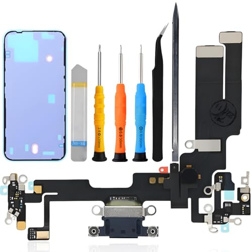 ZHUROUPU Charging Port Dock Connector Flex Cable Replacement for iPhone 14, Lightning Connector IC Fast Charging Microphone Assembly Flex Cable for iPhone 14 6.1inch A2882 A2881 A2649 with Tools