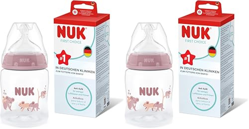 NUK First Choice Babyflasche | 0+ Monate | 150 ml | Anti-Kolik-Trinkflasche | PP | Temperature Control Anzeige | Koala | 1 Stück (Packung mit 2)