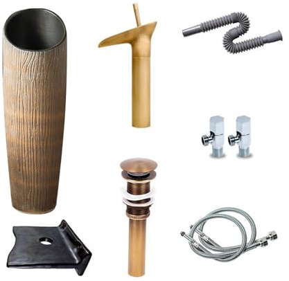 Outdoor 81,3 cm kratzfestes einteiliges Standwaschbecken mit Ablaufgarnitur, 3er-Set, perfekt für Zuhause und Innenhof, Außenwaschbecken