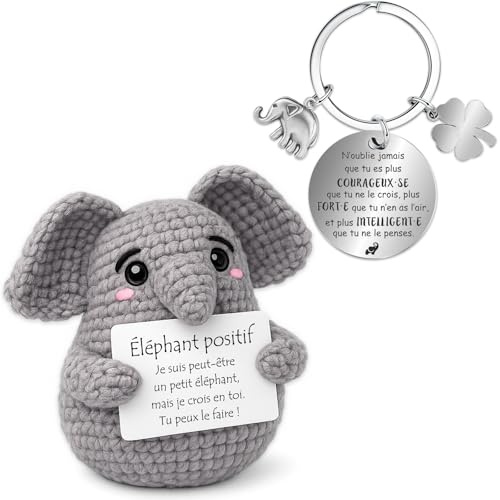 Farbeele Cadeaux pour Femme Homme, Figure Positive avec Porte-bonheur Porte-clés, Cadeau Original pour Anniversaire, Bon Rétablissement, Cadeaux pour Amie Collègue Couple Sœur, Déco Maison Motivante