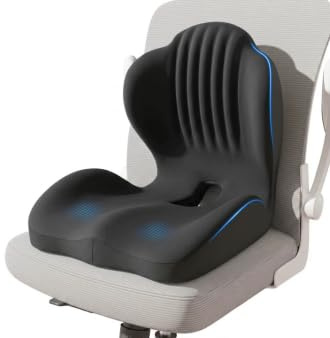 Ruioomeep Ergonomisk sittdyna kontorsstol ortopedisk – minnesskum sittdyna ortopedisk med ryggstöd, ländryggsstöd bil ländryggskudde