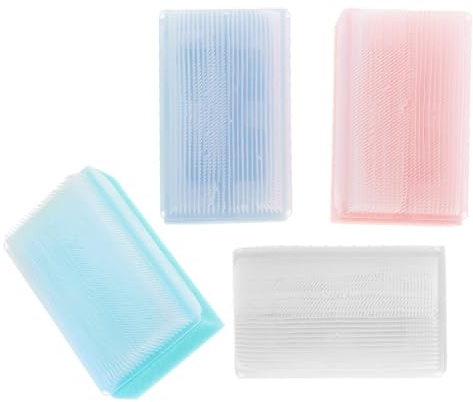 Healvian 4pcs Bath Sponge for Bathing with Double-Sided Soft Sponge and Pp Material, Small Size Body Care Brush with Coarse and Fine Sides for Cradle Cap Support and Gentle Skin Massage