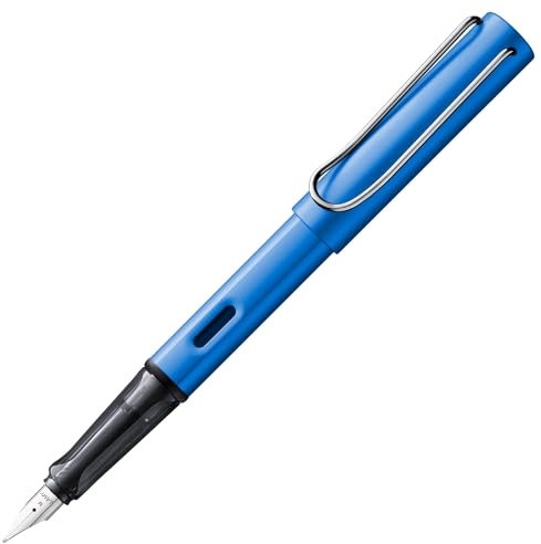 Lamy AL-star oceanblue Füller – Füllhalter mit ergonomischem Griff & polierter Stahlfeder in Strichbreite EF – leichtes Aluminiumgehäuse – inkl. Tintenpatrone T 10 blau – Rechtshänder
