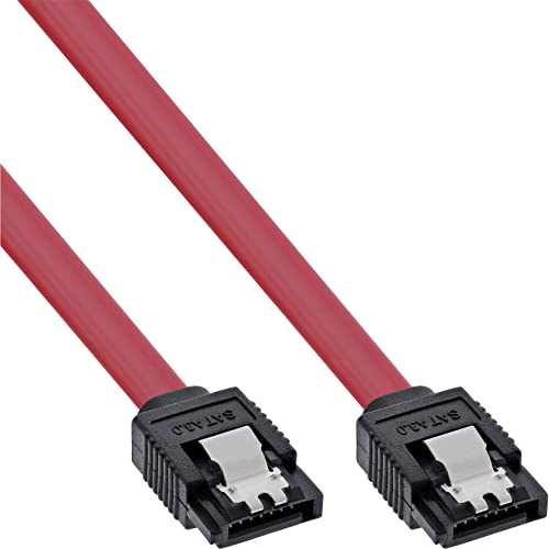 InLine - Cable SATA (6 GB/s con pestaña de Seguridad, 0,5 m), Color Rojo