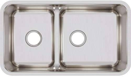 Elkay ELUHAQD32179 Lustertone Classic 40/60 Double Bowl Undermount Stainless Steel Sink with Aqua Divide