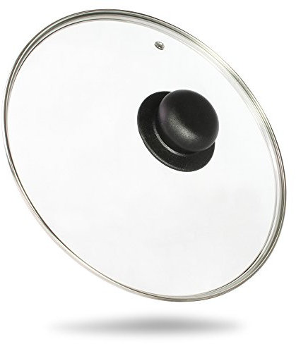 Kerafactum Pfannendeckel Topfdeckel Glasdeckel Universal Deckel für Topf und Pfanne gehärtetes Qualitätsglas Kochdeckel mit Dampfregler Glassdeckel Edelstahlrand Töpfe & Pfannen Griff Black 16 cm