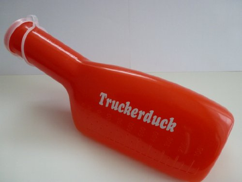 Uriduck Urinflasche für Männer 1000 ml Orange mit weißer Truckerduck Beschriftung