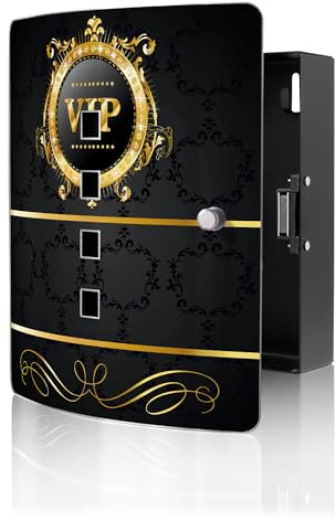 banjado Design Schlüsselkasten aus Edelstahl für 10 Schlüssel - Schlüsselschrank zur Schlüssel Aufbewahrung 24 x 21,5 x 7cm groß mit praktischem Magnetverschluss - Motiv VIP