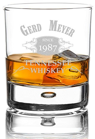 polar-effekt Whiskyglas Personalisiert 330 ml - Geschenk-Idee für Männer - Tumbler Whiskeyglas mit Gravur Name und Jahreszahl mit Motiv elegant verziert