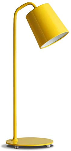 HONY-LIGHT Moderne Eisen Tischlampe Gelb Augenschutz E27 Arbeitsleuchte Lernlampe Leselampe Schlafzimmer Nachttisch Lampe 19 * 25 * 59 Cm