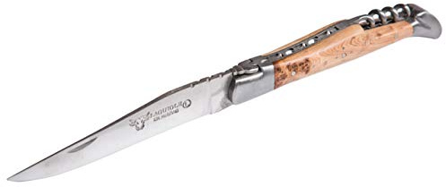 Laguiole en Aubrac Taschenmesser 12 cm mit Korkenzieher, Griffschalen Wacholder, Klinge und Backen matt