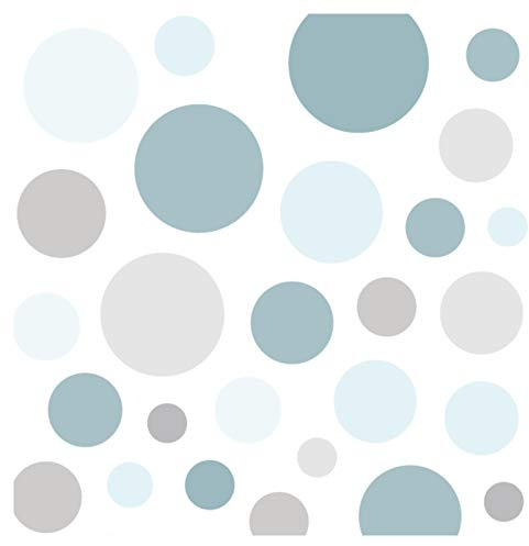 Little Deco Wandsticker 86 Punkte Kinderzimmer Junge Mädchen Kreise | Mint grau | viele Farben Wandtattoo Klebepunkte Wandaufkleber Dots bunt DL390