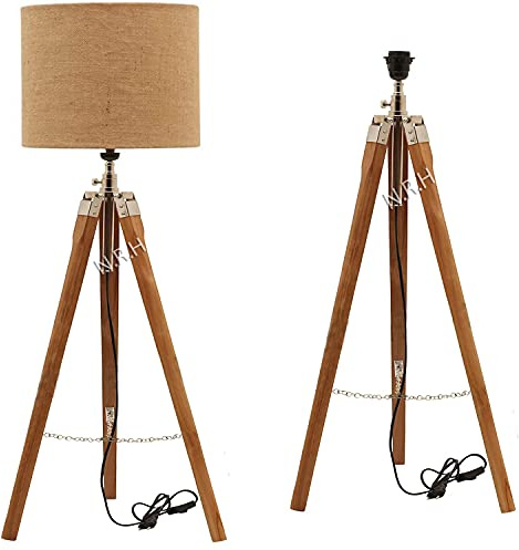 Nautical Replica Hub Lampadaire trépied en bois vintage pour salon et chambre à coucher (sans ombre)