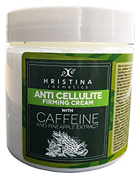 Hristina Cellulite Cream With Caffeine, Pineapple - Smooths, Firms and Tights The Body Skin | Perfect For Cellulite Treatment Massage for Stomach, Legs and Arms
