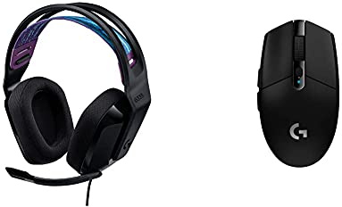 Logitech G335 Casque Gaming Filaire, avec Micro, Prise Audio 3,5 mm, Léger, Compatible avec PC, PlayStation, Xbox, Nintendo Switch - Noir et Logitech G305 LIGHTSPEED Mouse Gaming Wireless Noir