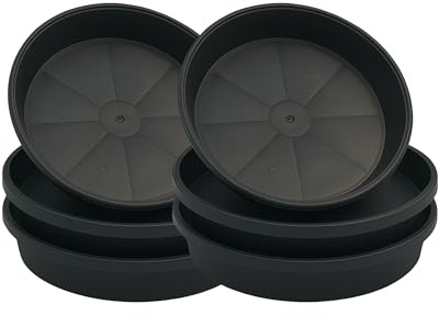 Dot Wolf 30 cm (12) de diamètre, Paquet de 6, soucoupes pour Pots de Fleurs, soucoupes pour Pots de Fleurs, soucoupes pour Plantes en Plastique Noir, idéales comme Base d'égouttement, Plateaux pour