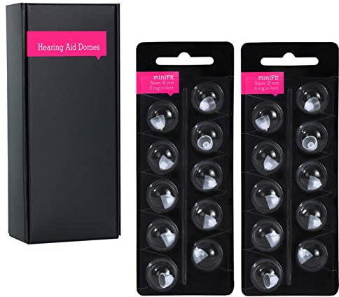 Hörgerätekuppeln für Oticon Ersatz, Oticon Minifit Double Vent Bass Domes (8 mm / 2 Pack), Universal Domes für Oticon Hörgerätezubehör. (SINGLE VENT, 8 MM)