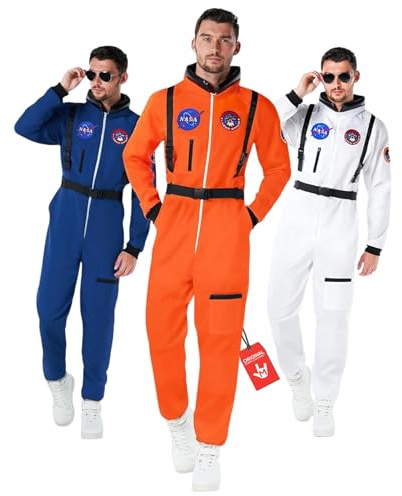 Morph Disfraz Astronauta Adulto, Mono Espacial Halloween Hombre | Mono con Tirantes, Hombreras & Parches Bordados, Estilo Espacial, Perfecto para Halloween, Ideal para Disfrazarse