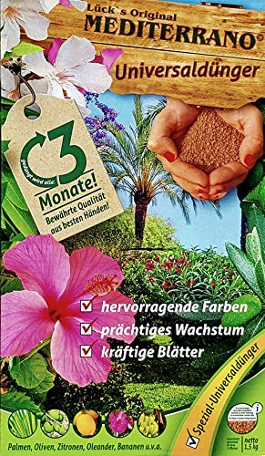 Premium Universaldünger für gesunde und kräftige Palmen,Oliven, Bananen, Oleander, Zitrus uvm. Natürliche Nährstoffe für optimales Wachstum  Original Mediterrano 1,5 Kg