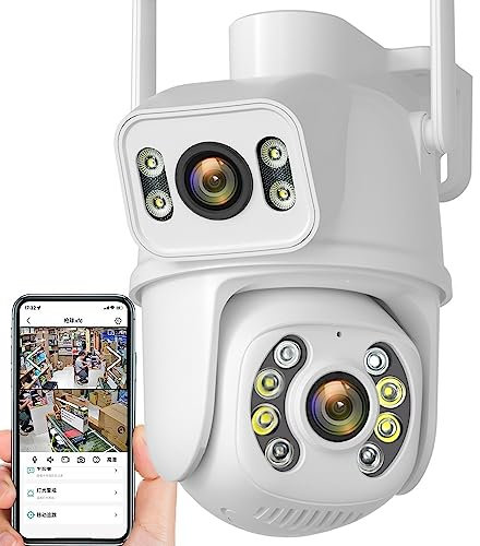 Caméra De Sécurité À Double Objectif 4K Caméra Wifi PTZ 8MP Vision Nocturne Extérieure Détection Humaine À Double Écran Protection De Sécurité 4MP CCTV Surveillance Caméra IP ( Size : 4MP NO SD Card )