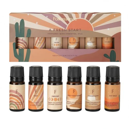 Set mit ätherischen Ölen von Folkulture | Natürliche Duftöle für Diffusor | Sandelholz, Palo Santo, Lavendel, Rose, Lotusblüte | Geschenkset mit Duftölen für Meditation & entspannende Aromatherapie