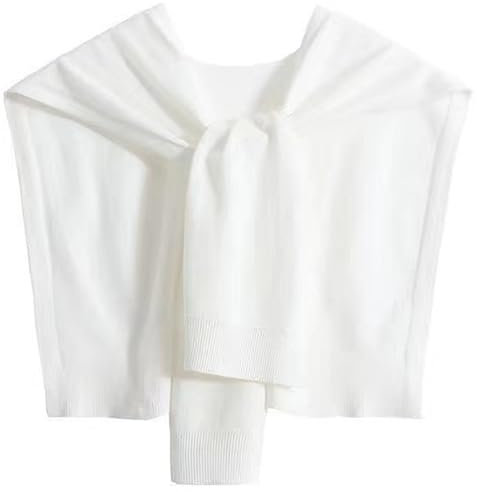 WaJuemy Sweater Shawl Wraps for Women Sweater Knitted Knotted Shawls Travel Casual Scarf Cape Shoulder Tops Fashion Wrap(7White)