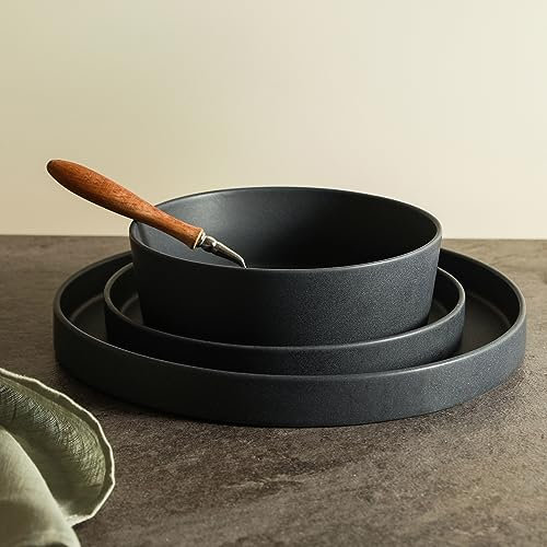 Stone by Mercer Project MODAN 12-Piece Dinnerware Set Stoneware, Charcoal