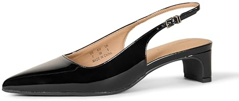 Amazon Essentials Damen Slingback Blockabsatz, Schwarz Lackleder, 38.5 EU