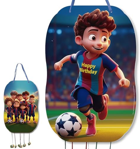 trookee - Piñata Futbol Azulgrana - Piñata Cumpleaños Infantil Grande de Futbol Para Rellenar Con Chuches y Regalos Para Niños y Niñas - Camiseta Blaugrana - Decoracion Cumpleaños, Comuniones, 46x30cm