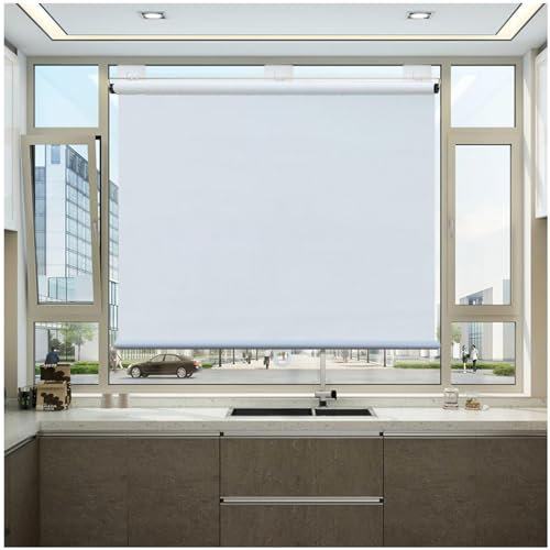 Sonnenschutzrollos Ohne Bohren, Thermo Verdunkelungsrollos, Tragbare Verdunkelungsvorhänge, Seitenzugrollo, 45/70/95/110/135cm Temporäre Jalousien,white-135x200cm/53 * 79in