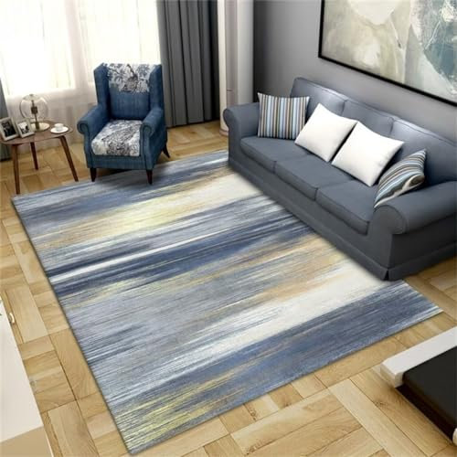 Xiaosua Teppich Kurzflor200x250CM Schreibtisch waschbar rutschfest Waschbarer mit abstraktem, minimalistischem Design Blau