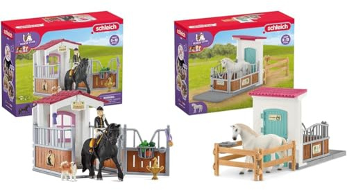 SCHLEICH 42569 Horse Club Pferdebox mit Horse Club Tori & Princess & 42569 Horse Club Pferdebox, 21 Teile Spielset Pferde Figur und gemütlicher Pferdebox, Spielzeug für Kinder ab 5 Jahren