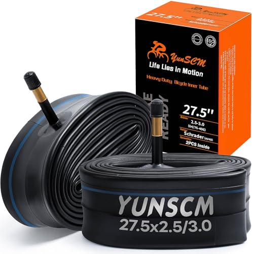 YunSCM 2PCS 64/76-584 Verdickung 27.5 Zoll Schlauch 27.5x2.5 27.5x2.6 27.5x2.8 27.5x3.0 AV48mm Schrader Ventil Kompatibel mit 27.5x2.50/2.60/2.80/3.0 Fahrradschlauch/E-Bike