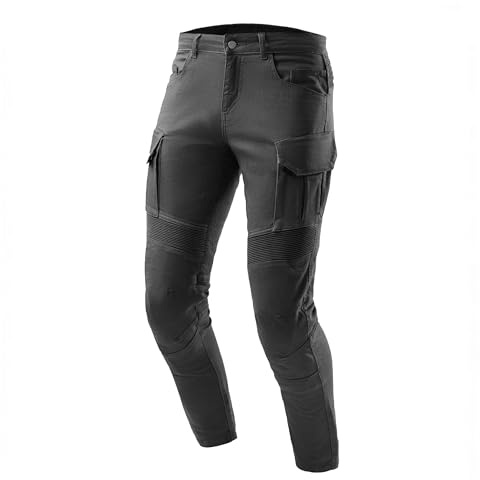 OZONE MOTO Faster Motorradjeans Herren | Aramidfaser Futter | Knieprotektoren Stufe 2 | Tasche für Hüftprotektoren und Steißbeinprotektor | 2 Cargotaschen | Tapered Fit