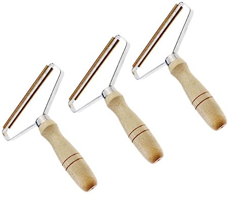 FRCOLOR 3stücke Teiliges Manuelles Fusselentferner Kleidung Tragbar Abnehmbar Aus Holz Edelstahl Langlebig Mit Ergonomischem Griff Für Haustierhaare Sofa Decke Mantel Reinigung