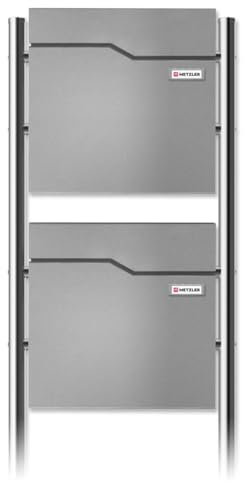 Metzler Lot de 2 boîtes aux lettres sur pied pour 2 fêtes en aluminium gris RAL 9007 – Double boîte aux lettres autoportante pour maisons d'appartements avec compartiment à journaux, pieds en acier