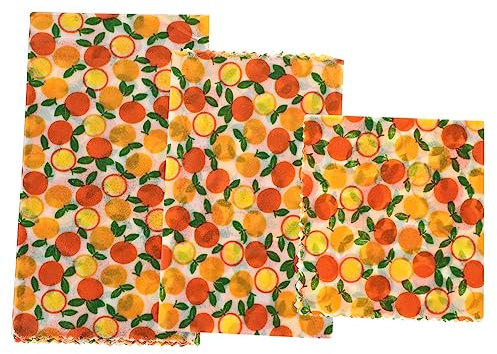 OKUMEYR 3pcs Organic Cotton Beeswax Food Wraps Sandwich Wrap Reusable Beeswax Bread Bag