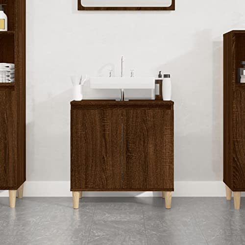 Iiaky Meuble d'évier chêne Marron 58x33x60 cm Bois d'ingénierie,Vasque À Poser Salle De Bain,Lavabo Salle De Bain