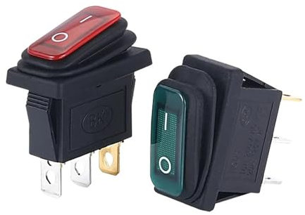connecteurs KCD3 1 pièces 5 pièces 3 broches 12V 220V lumière L*/ED 20A marche/arrêt rectangulaire longue interrupteur à bascule étanche IP67 voiture tableau de bord Type de navire(Red,1PCS_220V)