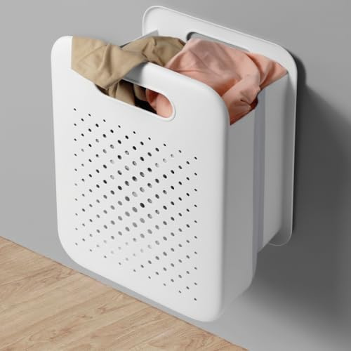 Goderewild Large Collapsible Laundry Basket, Space-Saving Wall-Mounted Hamper Organizer for Home, Dorms, RVs, Measures 13 x 9.5 x 17.5 In