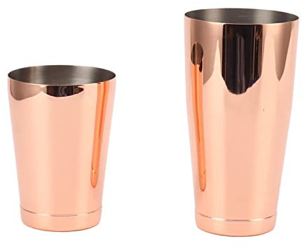 Juego de Coctelera Boston, Mezclador de Bebidas Martini Profesional de Acero Inoxidable de 2 Secciones 540ml/840ml, Herramienta para Barra de Barman (Chapado en cobre con copa inferior.)