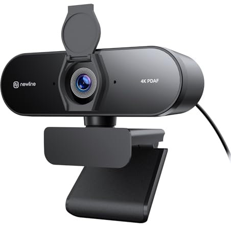 N newline 4k Webcam mit 2 Mikros, 12 Megapixel, Sofortiger Dual PDAF/CDAF-Autofokus, 1080p@60FPS, Klar Stereo-Sound, Automatische Lichtkorrektur, USB PC Kamera für Windows MacOS Streaming