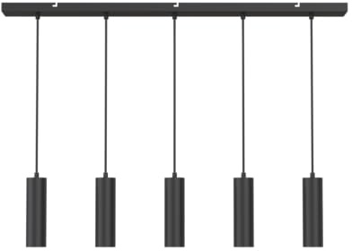 CALEX Pendelleuchte GU10, 5-flammig, Zylinder aus Aluminium, Höhenverstellbar, Matt Schwarz