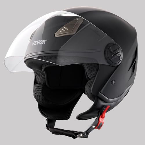 VEVOR Motorradhelm Motocross-Helme 3/4 Gesicht Größe M, Helme aus ABS mit Bluetooth-Kommunikation & Wechselglas, ECE-geprüfter bequemer Motocross-Helm, für Jugendliche & Erwachsene schwarz