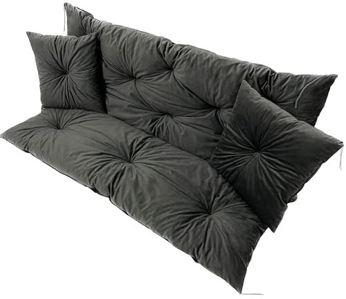 EDANTI Coussins d'assise pour balancelle hollywoodienne - Imperméables - Avec 2 coussins plus petits (100 x 60 x 50 cm)