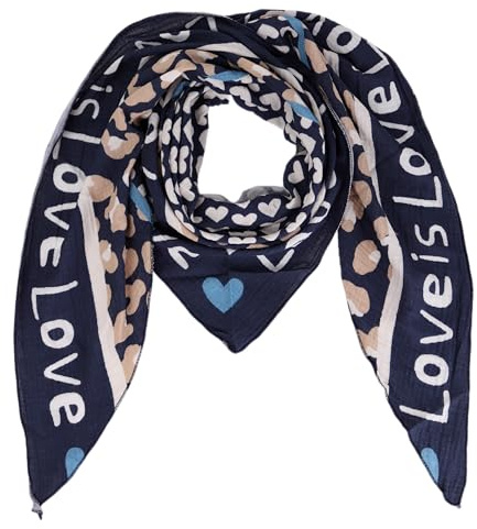 Damen Musselin Halstuch Made in Italy mit Leo Love Paisley Happy– Leichtes Dreieckstuch für Frühling & Sommer, Baumwolle, ca.195x85 cm